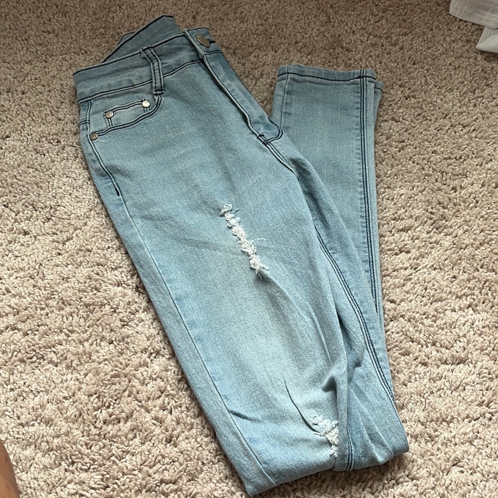 Blue skinny jeans size 0